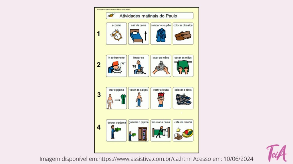 Nesse tipo de agenda os símbolos são utilizados para marcar os acontecimentos da rotina.