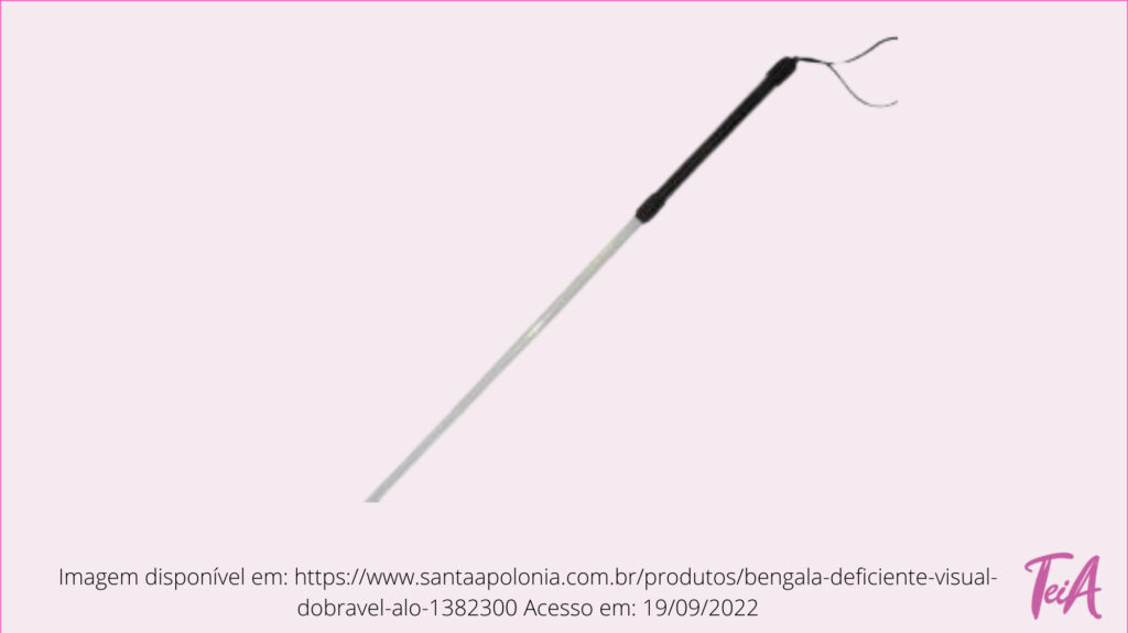 A bengala branca é utilizada por pessoas cegas, ou seja, que apresentam ausência total da visão. Isso significa que elas não conseguem identificar obstáculos, movimentos ou luz.