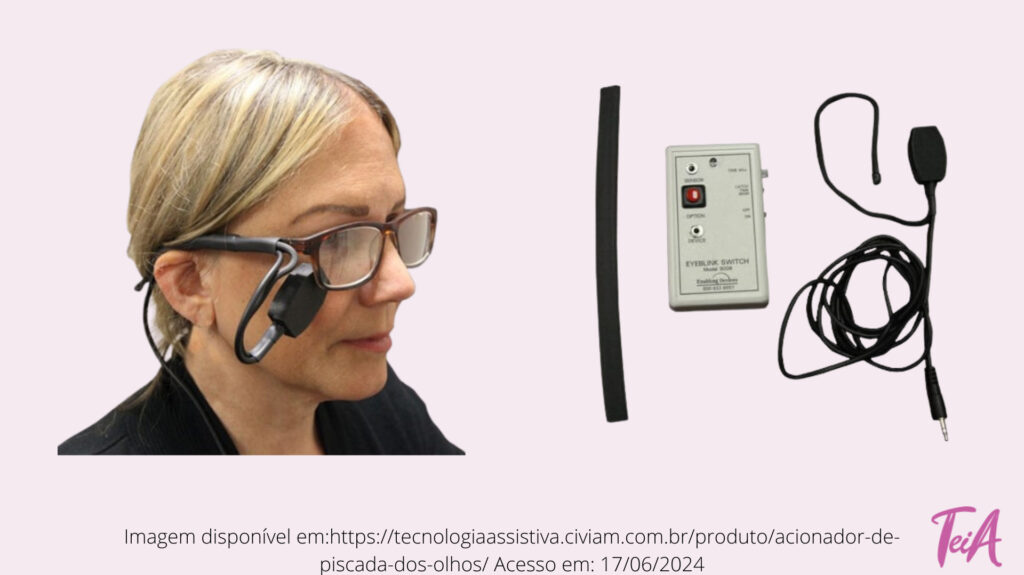 É ativado pelo piscar dos olhos e acoplado em uma armação de óculos. É um método de acesso alternativo para o controle de vocalizadores, computadores com entrada para acionador ou brinquedos adaptados com o piscar dos olhos.