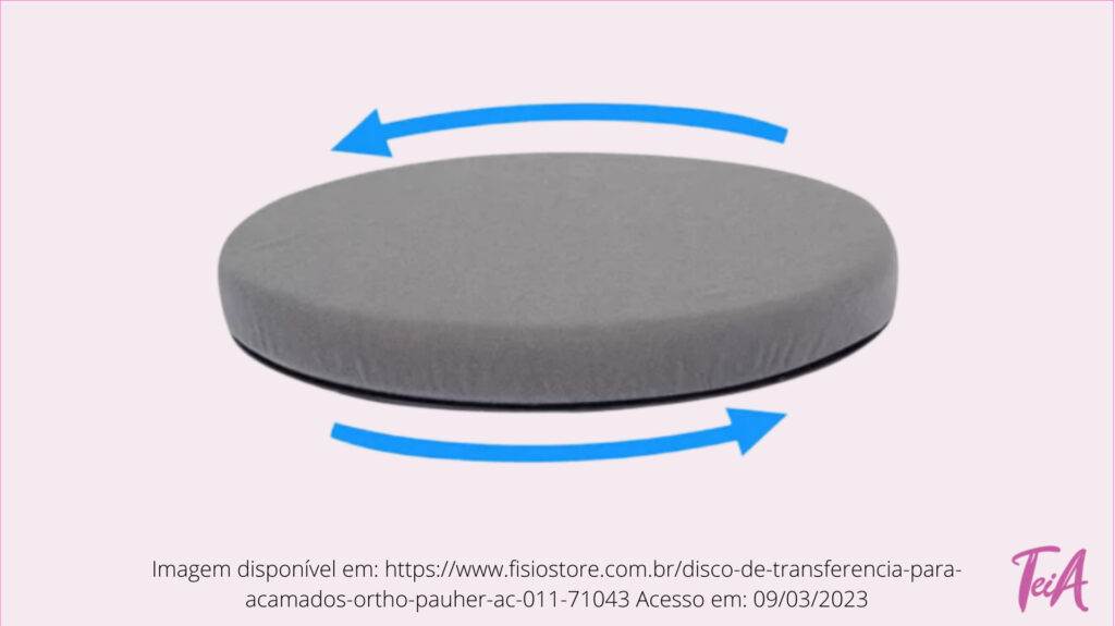 Acessório para facilitar a mobilidade e transferência do paciente, para realizar a rotação na posição sentada ou/e em pé (ex. da cama para cadeira de rodas).