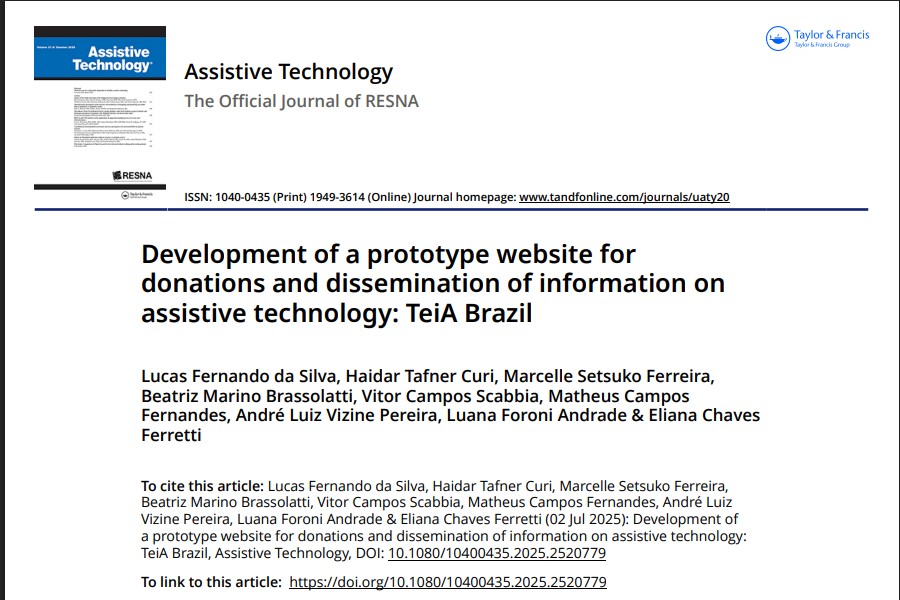 Desenvolvimento de um site protótipo para doações e disseminação de informações sobre tecnologia assistiva: TeiA Brasil